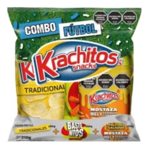 Combo Futbol Krachitos 3 Snack Papas Palitos Bastoncito 210g