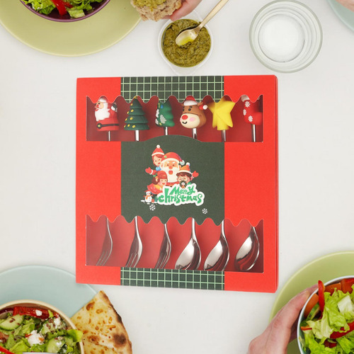 Juego De Cuchara Y Tenedor Navideños, Vajilla De Plata