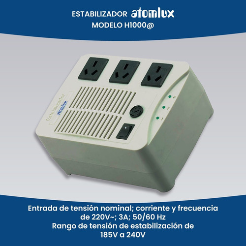 Imagen 4 de 7 de Estabilizador De Tensión Atomlux Linea H H1000@ 1000va 220v