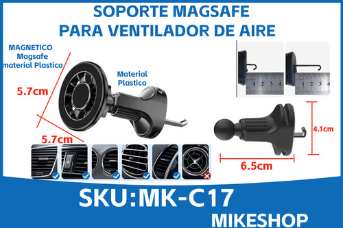 Soporte Universal Magnético Para Celulare En Rejilla De Auto Negro