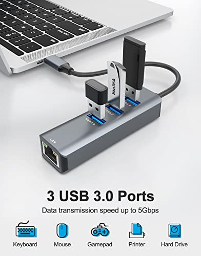Adaptador Usb C A Ethernet, Ablewe 4 En 1 Rj45 A Usb-c/thund