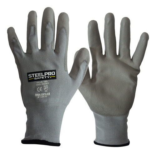 Guante Riesgo Mecánico Multiflex Nylon Pu Pack X 12 Steelpro