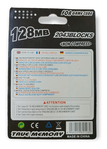 Imagen 2 de 3 de Memory Card Consola Game Cube Capacidad 128mb