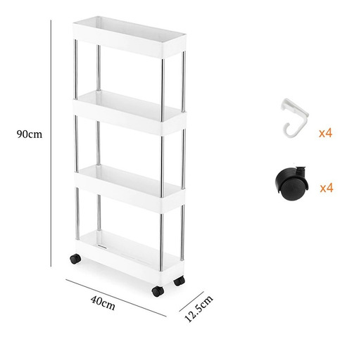 Imagen 7 de 8 de Carrito Organizador Cocina Baño Con Ruedas Rack 4 Niveles