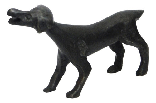 Cachorro Caçador Em Bronze Oxidado Magnífico Lindo 2 Peças Cor Preto