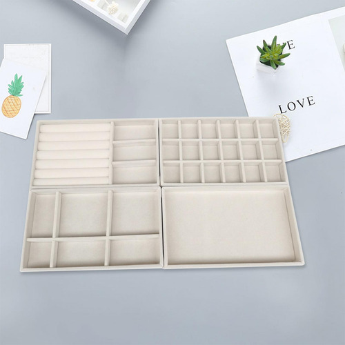 4 Bandejas Apilables Para Joyería, Organizador Beige