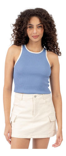 Top Básico Con Canales Y Contraste Para Dama Forever 21