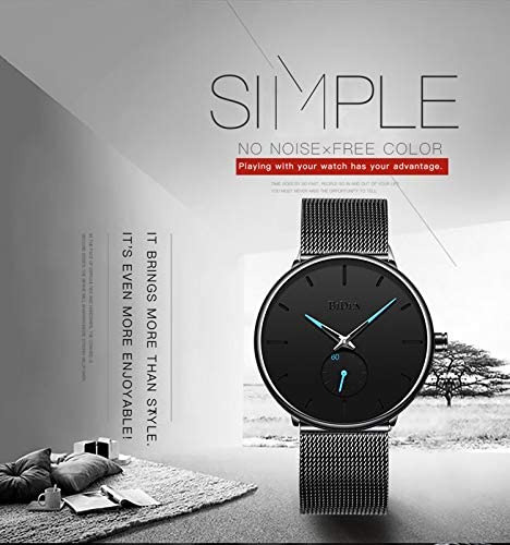 Relojes Negros Para Hombre, Reloj De Malla Resistente Al Agu