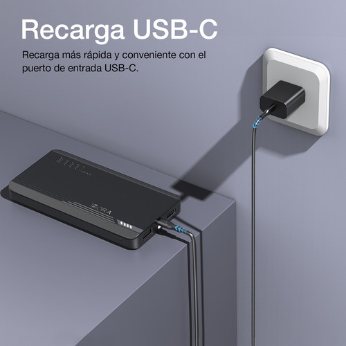 Power Bank 10000mah Con 2 Puertos Usb Y Salida 2.1a