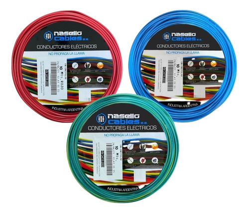 Cable Unipolar 2,5 Mm X 10m Pack X 3 Colores