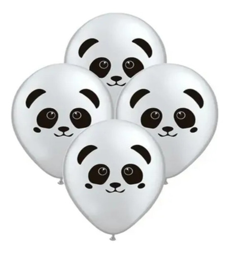 10 Globos Panda De 12 Pulgadas Color Blanco