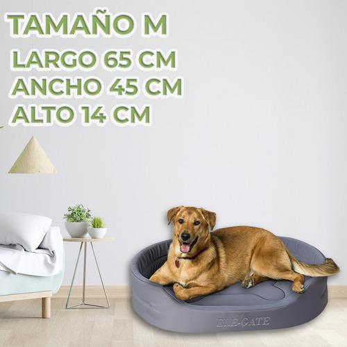 Cama Sofa Mascota Base Antideslizante Ovalada Tamaño Pequeño Color Gris Diseño Hueso