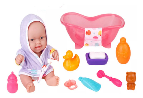 Muñeca Bebe Con Accesorios Hora Del Baño 25cm 2402627 Shine