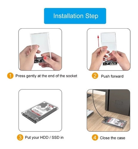 Imagen 10 de 10 de Case Externo Sata Usb 3.0 Transparente Disco Duro Enclosure