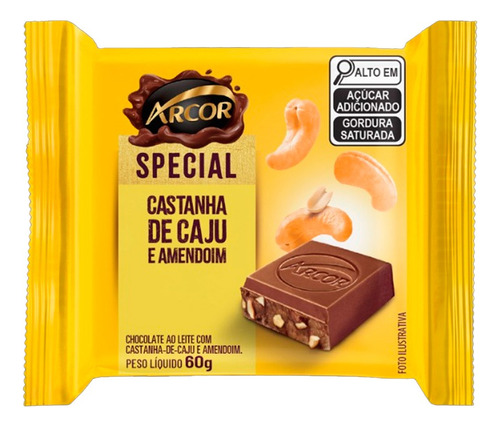 Chocolate Arcor Special Castanha De Caju E Amendoim 60g