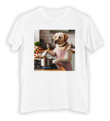 Remera Hombre Labrador Perro Cocinando Cocina Comida M1