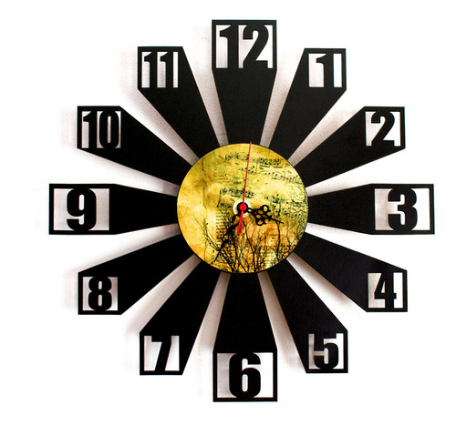 Reloj Artesanal Calado Negro Amarillo