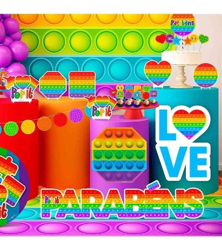 Display Mesa Pop It Decoração Festa Fidget Toys Eva 6 Peças