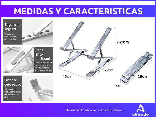 Soporte Notebook Aluminio Regulable Antideslizante Portatil