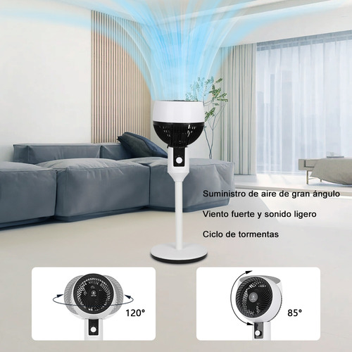 Ventilador De Pedestal Pie Silencioso CM-TOP Aspas Plástico 3 Velocidades Circulación De Aire Oscilación Horizontal Vertical 50W Altura Ajustable Color Blanco