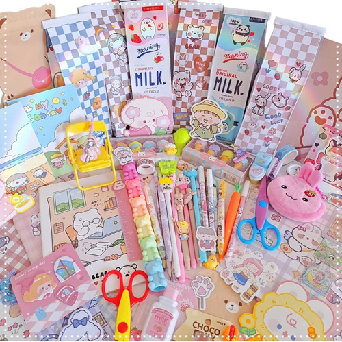 Caixa Box Surpresa Papelaria Fofa Kawaii Material Escolar