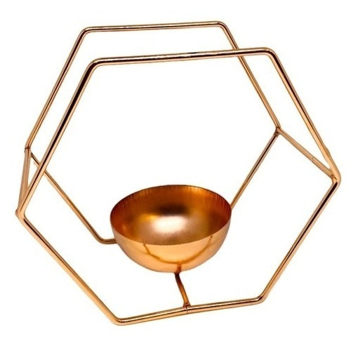 Porta Vela De Metal Gold Rose 15cm Fanal Nordico Deco