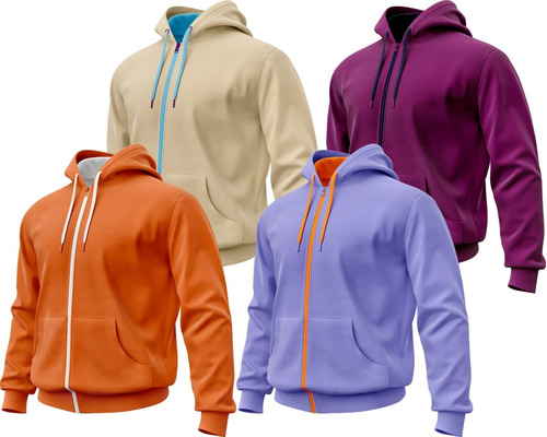 Buso Hoodie Saco Adulto Algodón Perchado Mónaco Cremallera