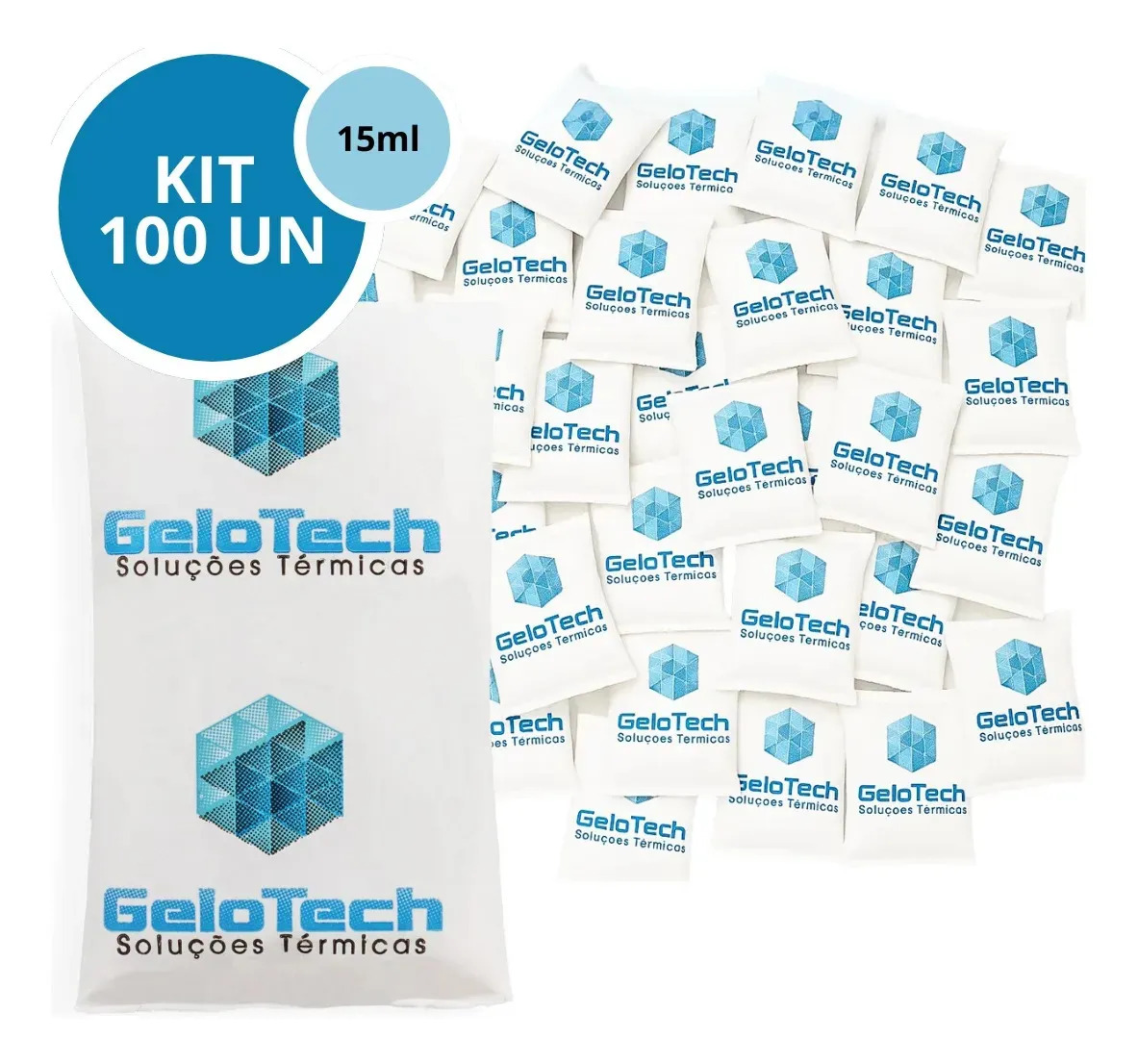 Kit 100 Gelo Gel Flexível 15g Bolsa Artificial Reutilizável Branco