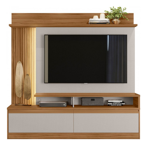 Estante Home Nt1295 P/ Tv Até 60 Polegadas Notável Móveis Cor Freijó Trend/Off White Tx