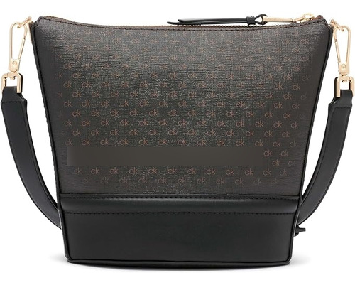 Bolsa Crossbody Calvin Klein Mujer H3gejac4 Acabado De Los Herrajes Dorado Color Negro/café Correa De Hombro Negro