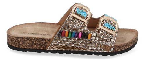 Sandalia Mujer De Piso Multicolor Con Brillos 715-53