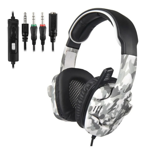 Imagen 3 de 7 de Auricular Gamer Sades Sa 708 Gt Camuflado Gris Pc Ps4