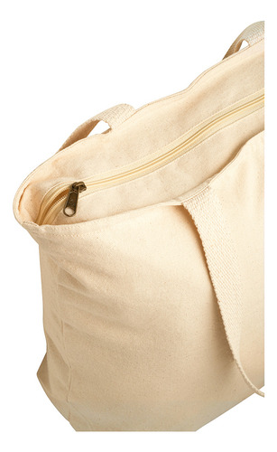 Sacola Ecobag 48x40cm Em Algodão Com Zíper Safe Topget Cor Palha