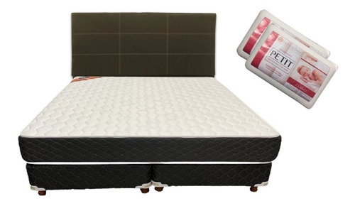 Combo Sommier Spring Piero 190 X 160 + Respaldo Y Almohadas