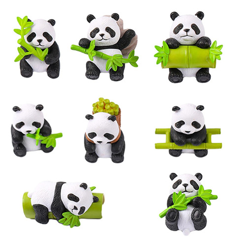 8 Piezas De Figuras De Panda De Resina, Adorno Artesanal De