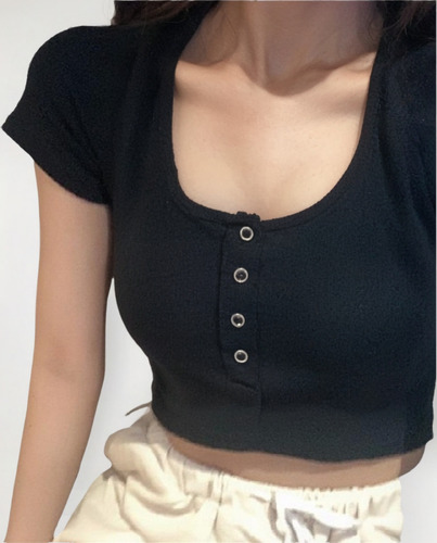 Top Mujer Ajustado Crop Tiro Alto De Moda Para Verano