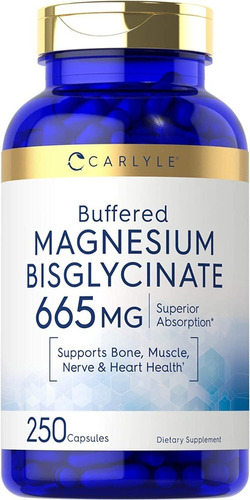 Bisglicinato De Magnesio 665 Mg 250 Capsulas Huesos Musculos