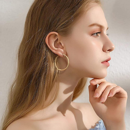 Arracadas Coquetas Facetadas Grandes Aretes De Oro 14k 35mm
