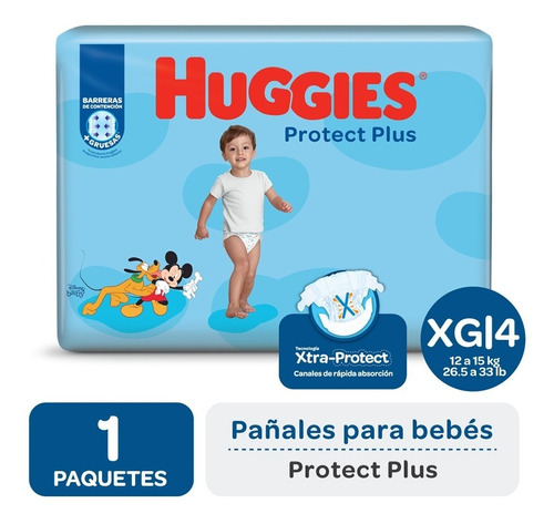 Pañales Huggies Protect Plus Ahorrapack Xg Bolson X 52 Un