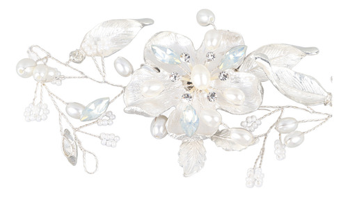 Horquilla De Boda Con Flores Y Perlas Artificiales