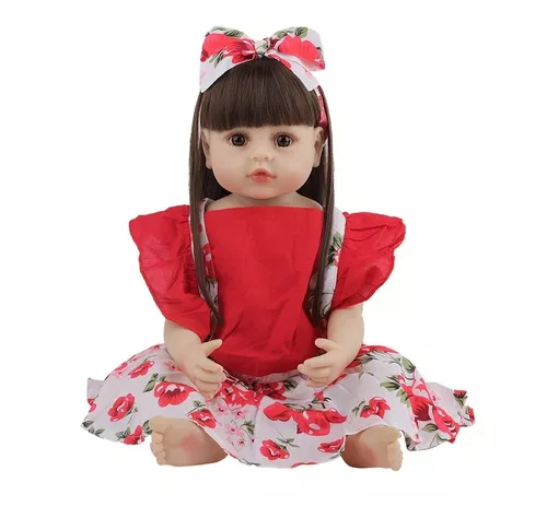 Bebe Boneca Reborn Realista 100% Silicone Vinil 55cm Linda - R$ 429,99