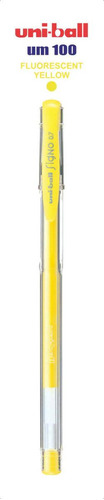 Lapicera Roller Gel Uniball Signo Um-100 0.7mm Amarillo Fluo Color de la tinta Negro Color del exterior Cristal
