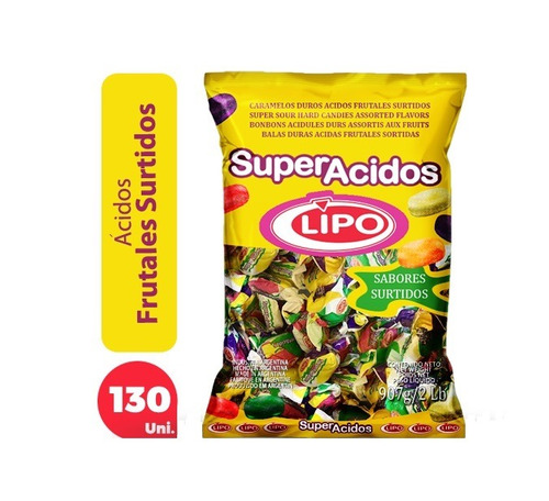 Imagen 1 de 1 de Caramelo duro Lipo Super Acidos surtido 6.97 g 130 u