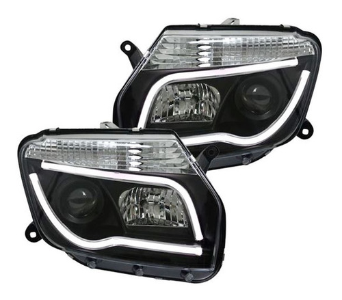 Farol Led Renault Duster 2011 A 2015 Projetor Máscara Negra