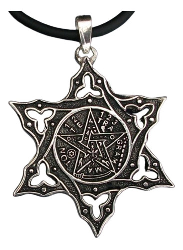 Dije De Tetragramaton Poderoso 6 Picos Nudo Triquetra Plata