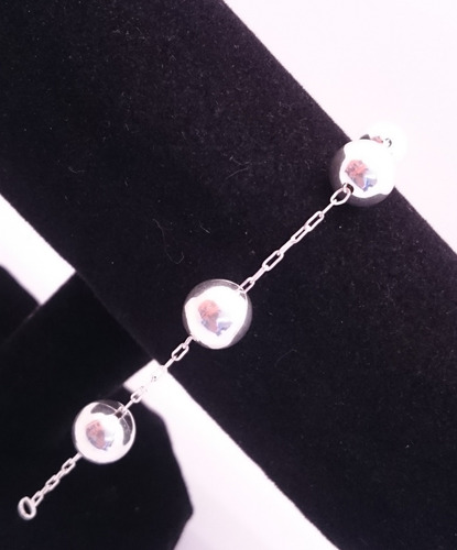 Pulseira Bola Bolinha 11mm 19 Cm Prata 925 Legítima