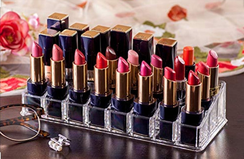 Imagen 2 de 9 de Cosmetiquero Acrilico Organizador 24 Labiales Brochas Joyas