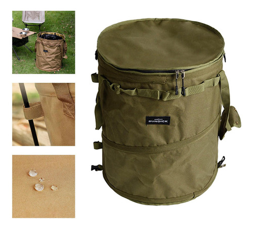 Cubo De Basura For Acampar Al Aire Libre, Verde 41cmx47cm