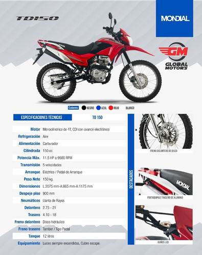 Imagen 7 de 8 de Mondial Td150 - Global Motor's Corrientes
