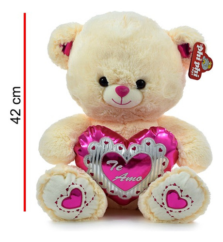 Peluche Oso Con Corazon   Te Amo   42cm - Phi Phi Toys Color Blanco